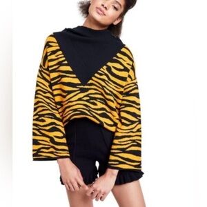 &Animal Print Turtleneck Layered Pullover Sweater - Victor Glemaud x Target Gold